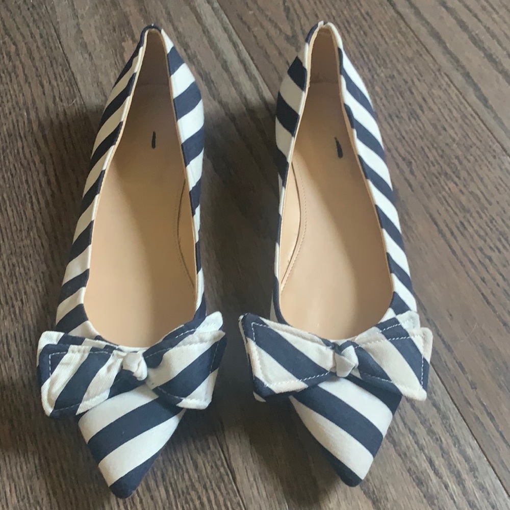 J.Crew striped flats with bow